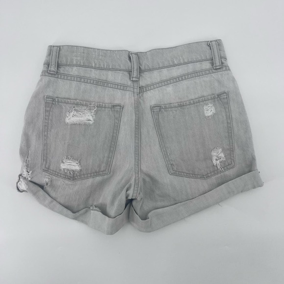 AllSaints Pam Distressed Jean Shorts Womens 25 Light Gray Denim Cuffed - Picture 2 of 8